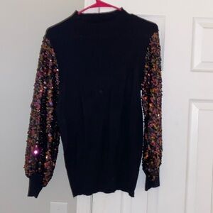 Sweater with sequins sleeves size (large)